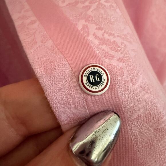 ROBERT GRAHAM | Pink Jacquard Sakura Cherry Blossom Detail Shirt Medium / Large - Picture 5 of 9